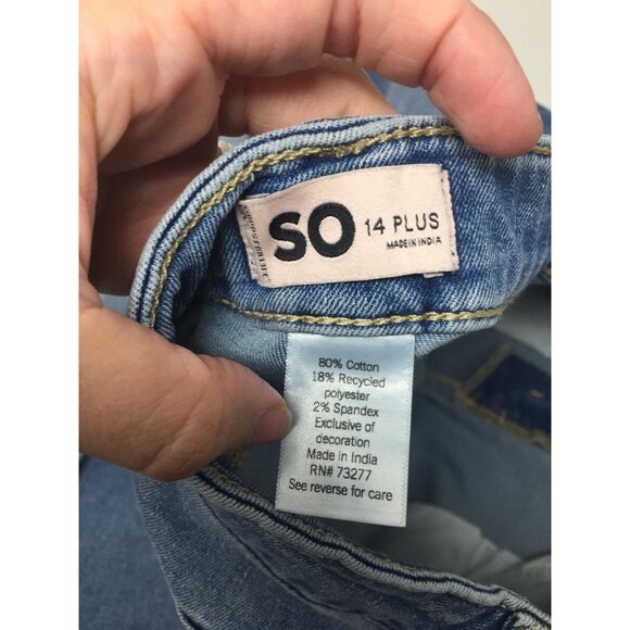 SO Size 14 Plus Girls Adjustable Denim Shorts with Pockets - Picture 4 of 8